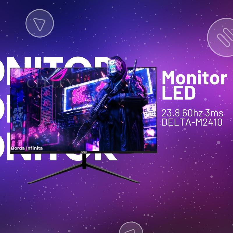 Monitor Pc Gamer Tela Led 23,8 Vga Hdmi Full Hd Cor Preto - Aitek
